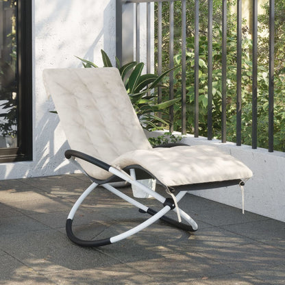 Geometrical Sun Lounger with Cushion Black and Grey Steel