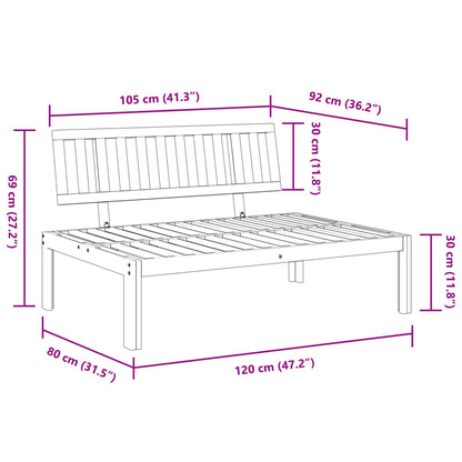 Garden Pallet Middle Sofa Solid Wood Acacia