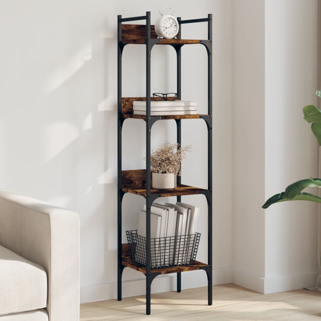 Bookshelf 4-Tier Smoked Oak 35x30x138.5 cm Engineered Wood