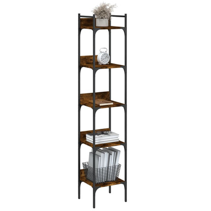 Bookshelf 5-Tier Smoked Oak 35x30x174 cm Engineered Wood