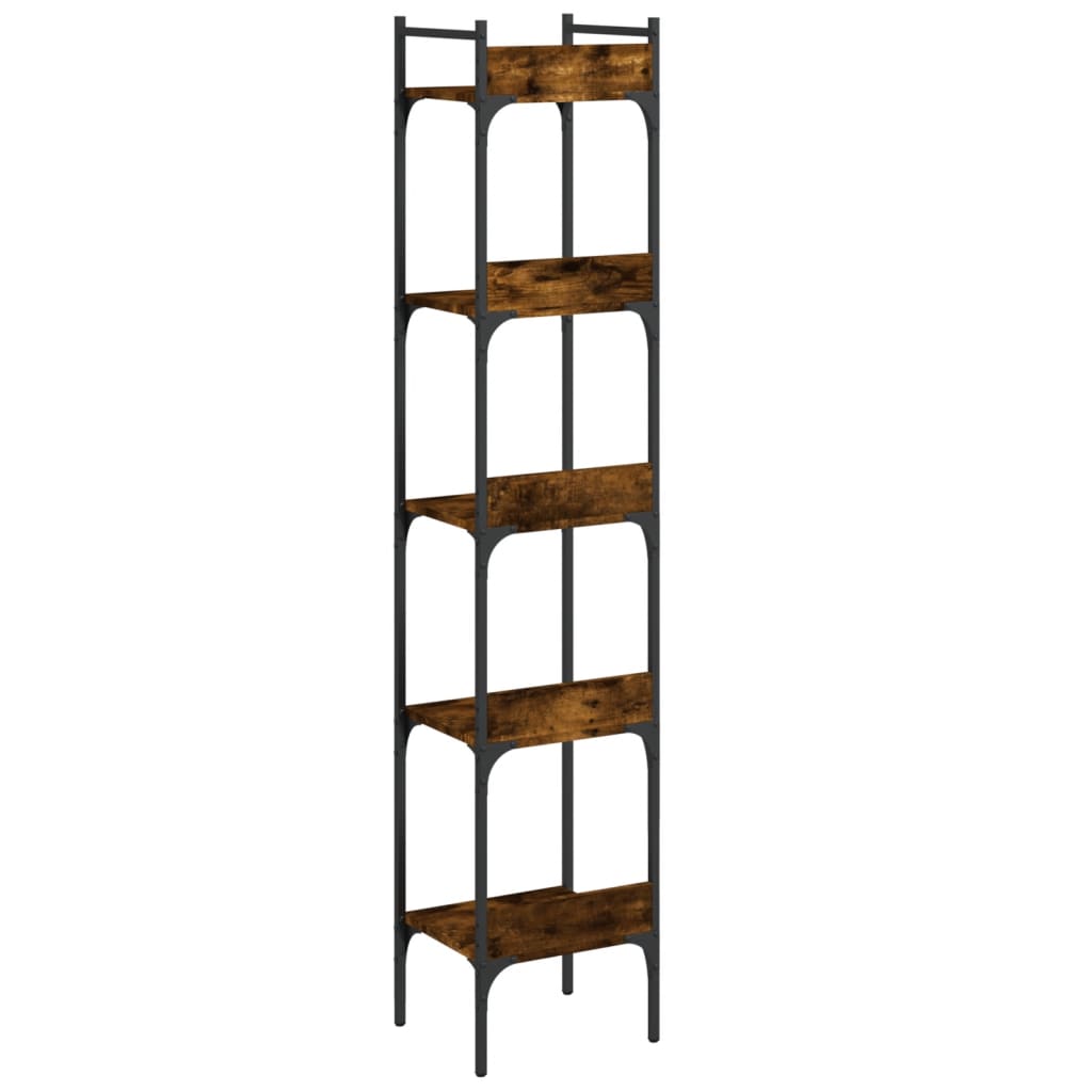 Bookshelf 5-Tier Smoked Oak 35x30x174 cm Engineered Wood