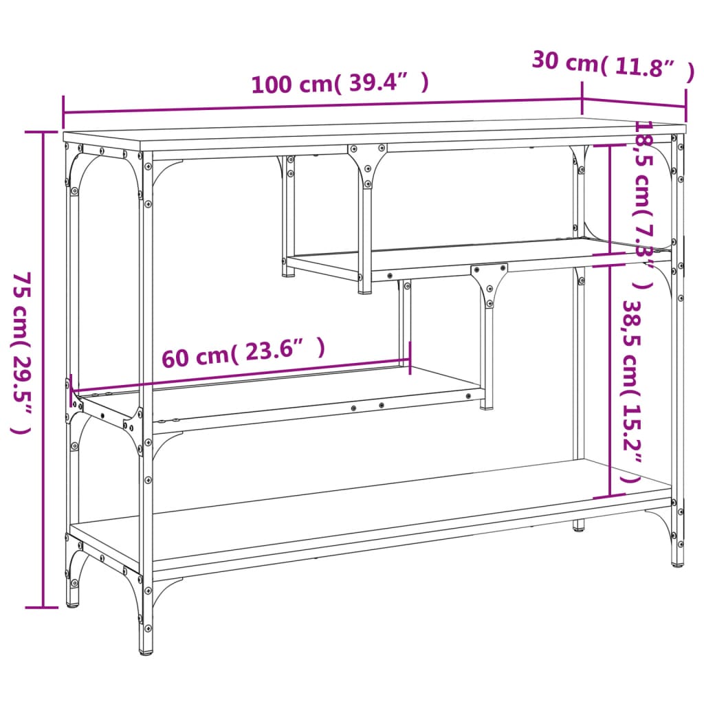 Console Table Sonoma Oak 100x30x75 cm Engineered Wood