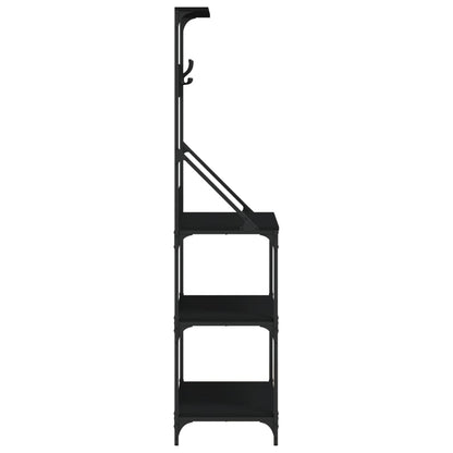 Baker's Rack with Hooks 4-Tier Black Engineered Wood