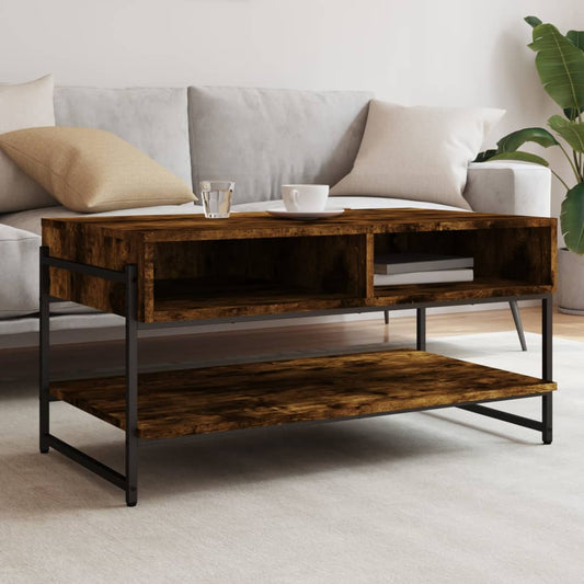 Coffee Table Smoked Oak 90x50x45 cm Engineered Wood