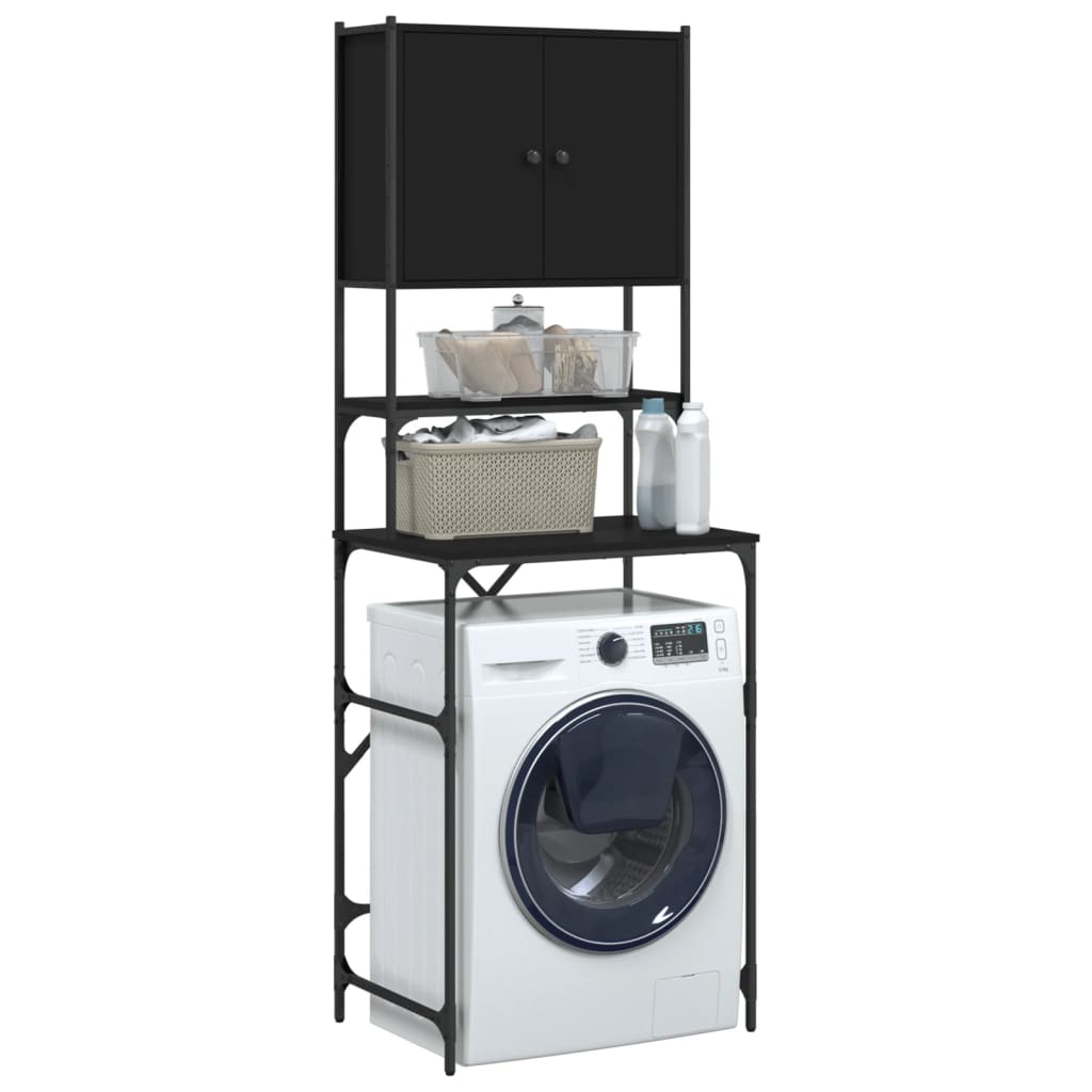 Washing Machine Cabinet Black 68x48.5x194 cm