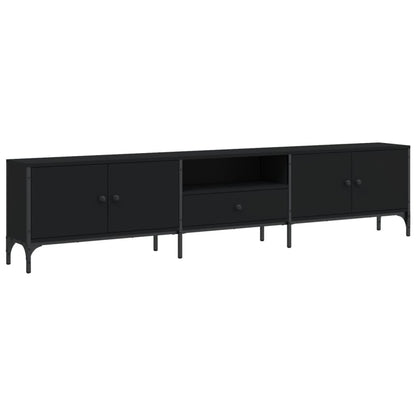 TV Cabinet with Drawer Black 200x25x44 cm Engineered Wood