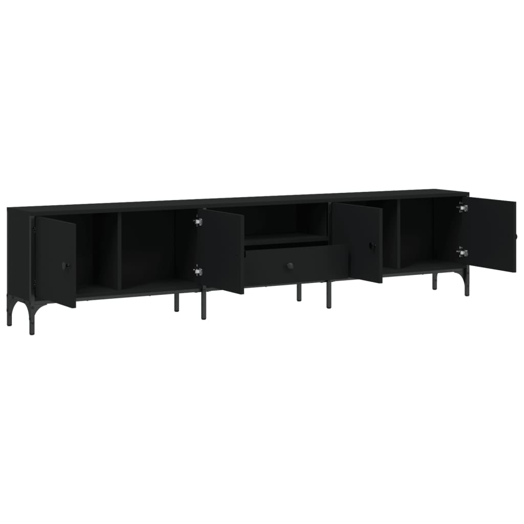 TV Cabinet with Drawer Black 200x25x44 cm Engineered Wood