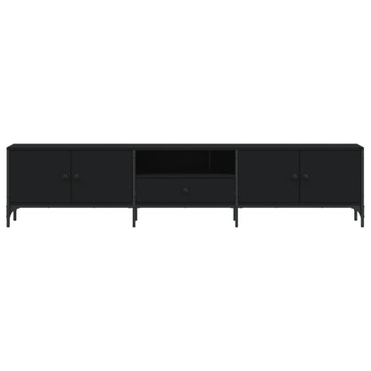 TV Cabinet with Drawer Black 200x25x44 cm Engineered Wood