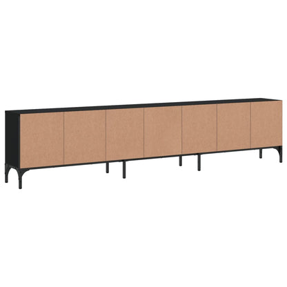 TV Cabinet with Drawer Black 200x25x44 cm Engineered Wood