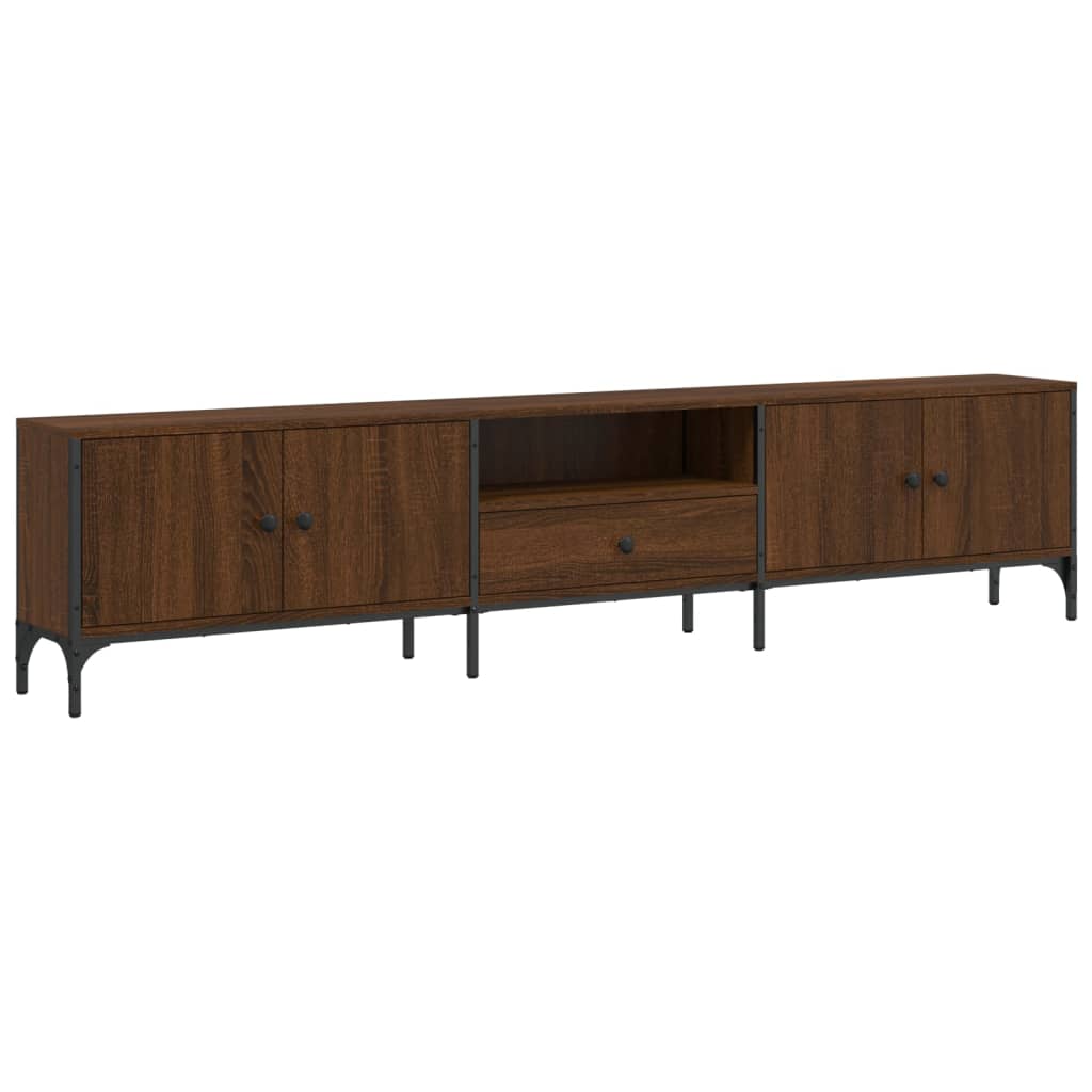 TV Cabinet with Drawer Brown Oak 200x25x44 cm Engineered Wood