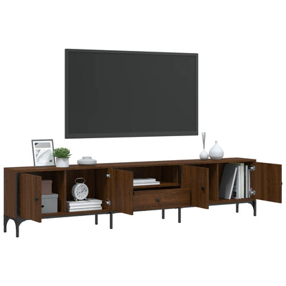 TV Cabinet with Drawer Brown Oak 200x25x44 cm Engineered Wood