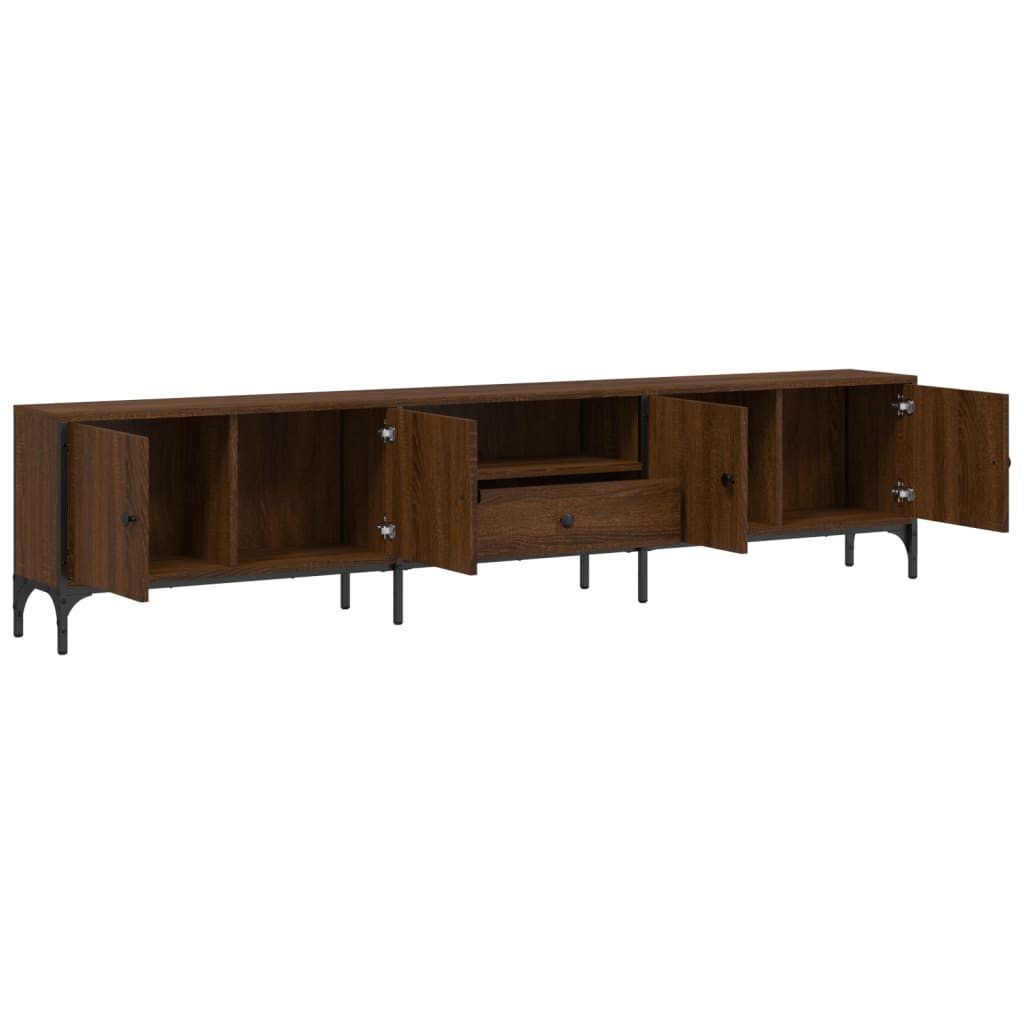 TV Cabinet with Drawer Brown Oak 200x25x44 cm Engineered Wood