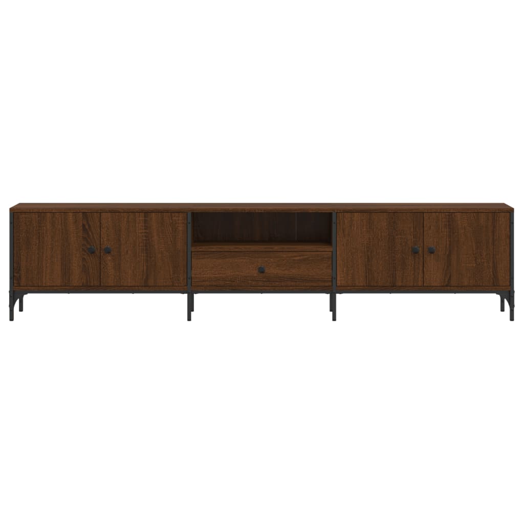 TV Cabinet with Drawer Brown Oak 200x25x44 cm Engineered Wood