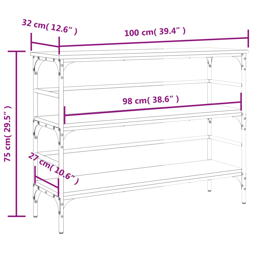 Console Table Sonoma Oak 100x32x75 cm Engineered Wood