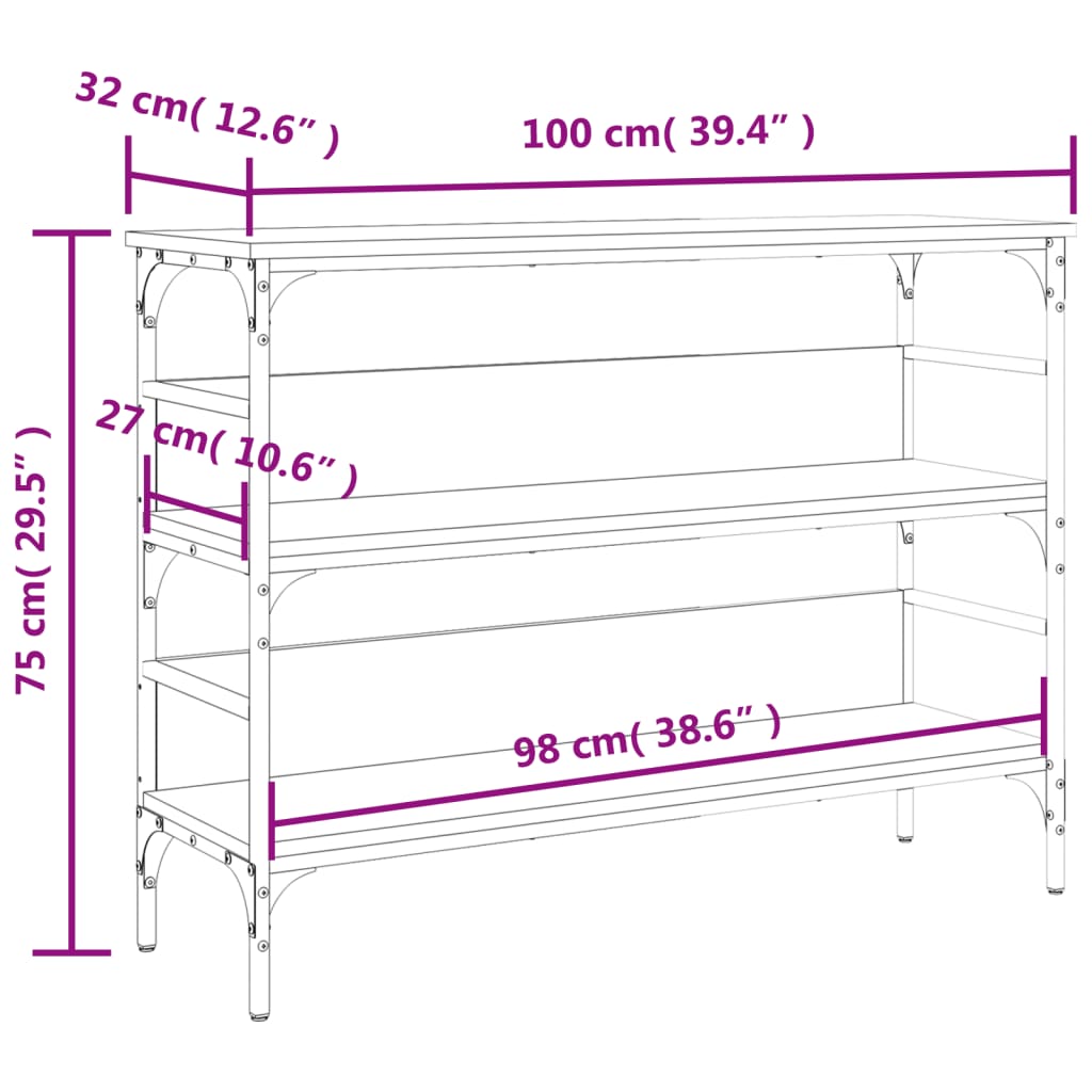 Console Table Sonoma Oak 100x32x75 cm Engineered Wood