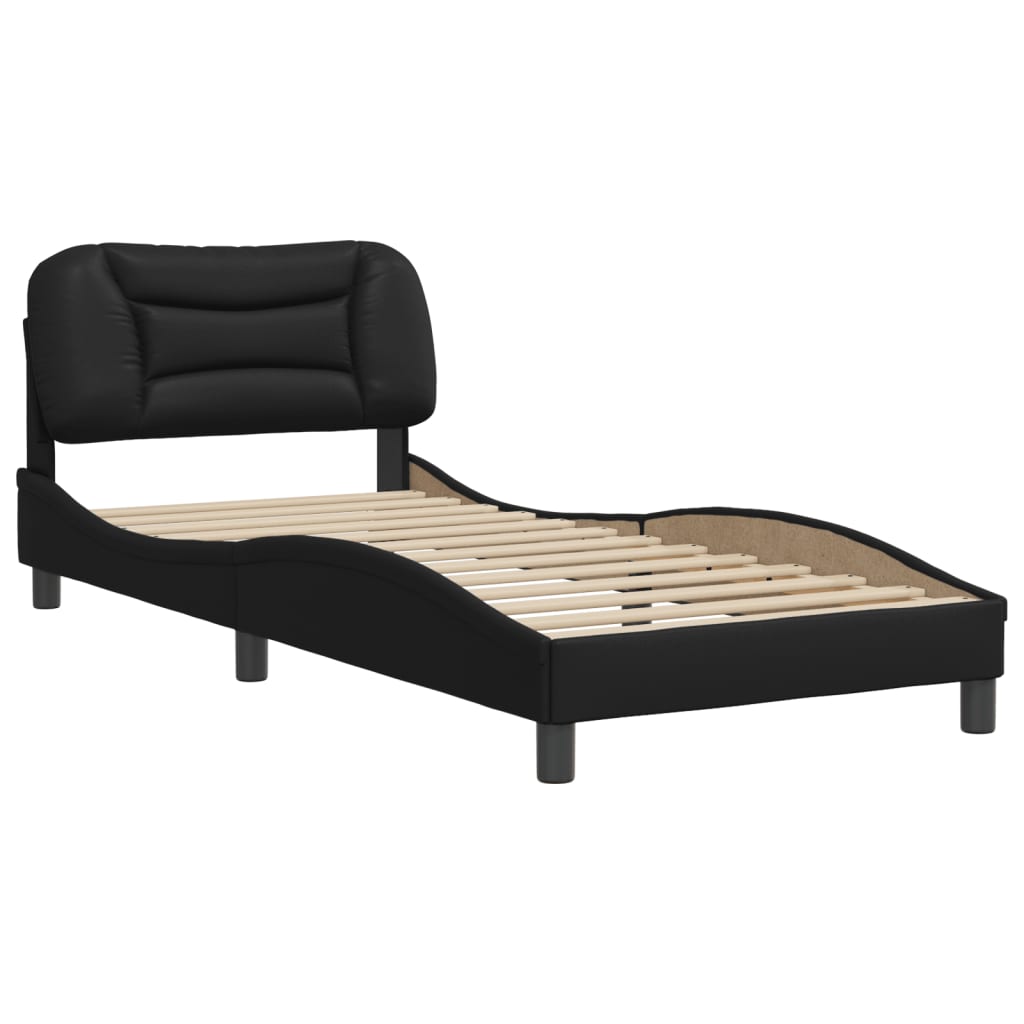 Bed Frame with Headboard Black 90x190 cm Single Faux Leather