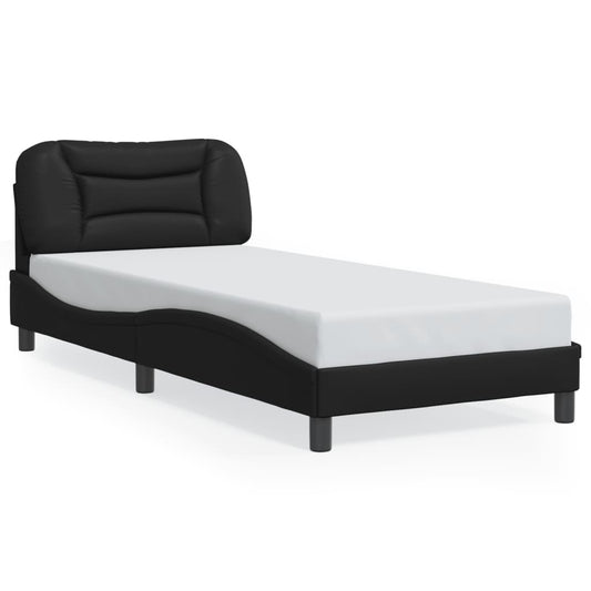 Bed Frame with Headboard Black 90x190 cm Single Faux Leather