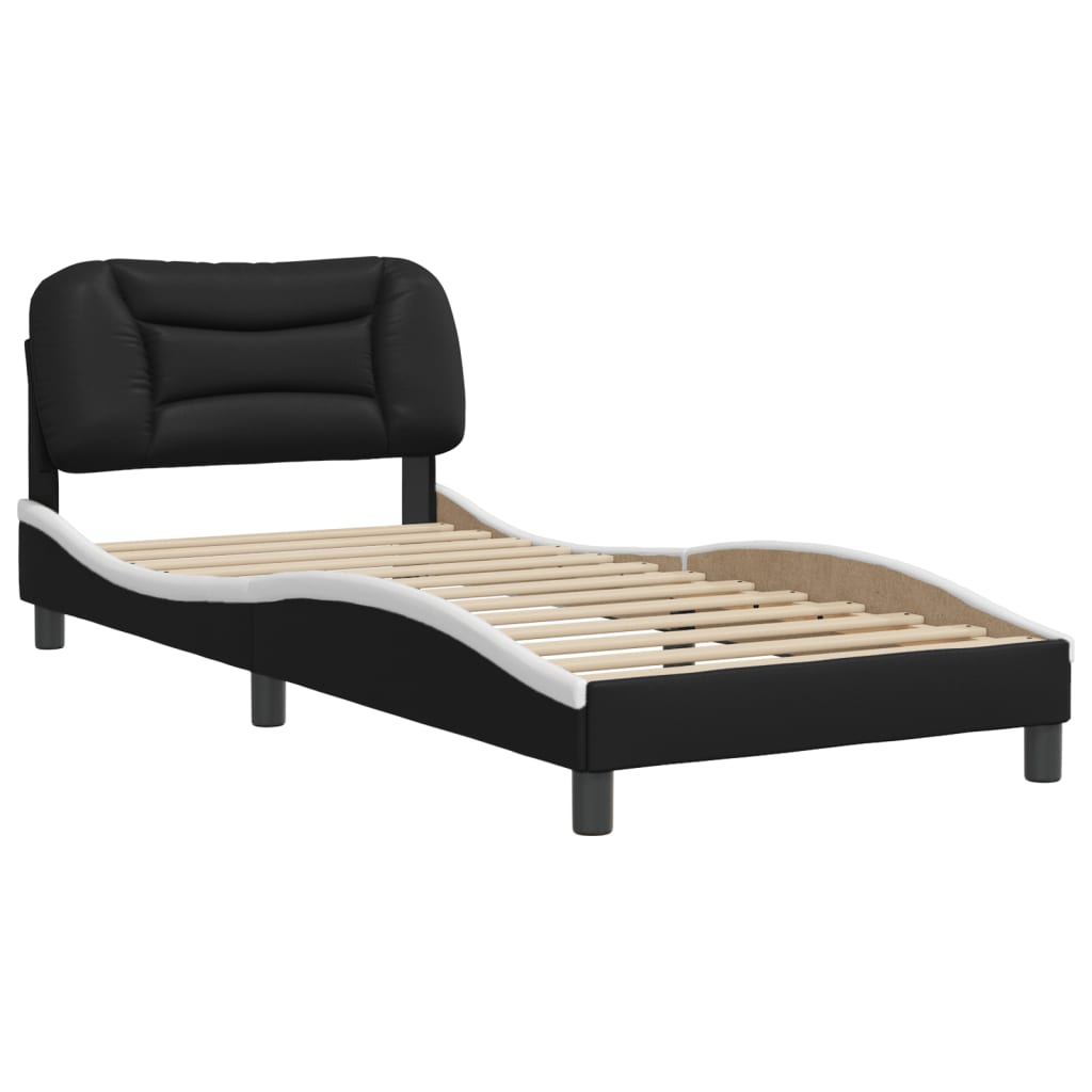 Bed Frame without Mattress Black and White 90x190 cm Single Faux Leather