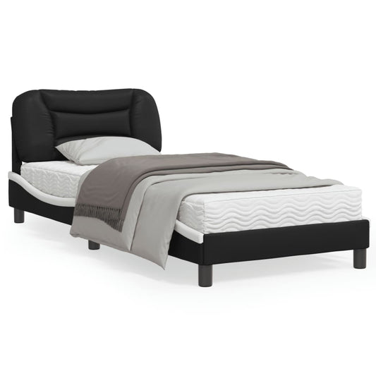 Bed Frame without Mattress Black and White 90x190 cm Single Faux Leather