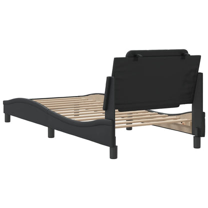 Bed Frame with Headboard Black 90x190 cm Single Faux Leather