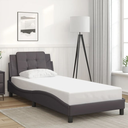 Bed Frame with Headboard Grey 90x190 cm Single Faux Leather