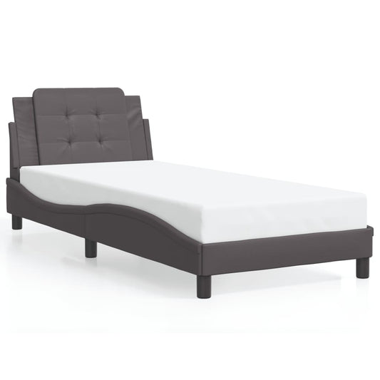 Bed Frame with Headboard Grey 90x190 cm Single Faux Leather