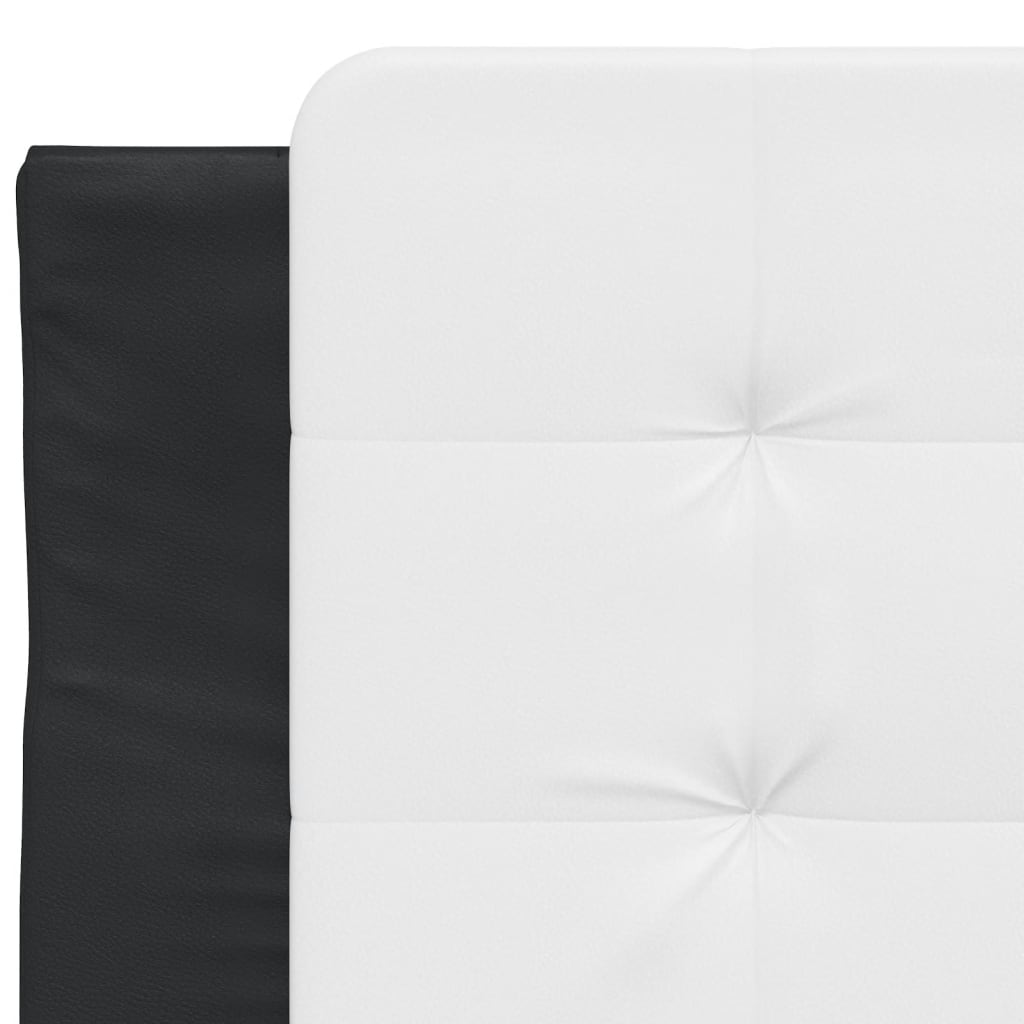 Bed Frame with Headboard Black and White 90x190 cm Single Faux Leather