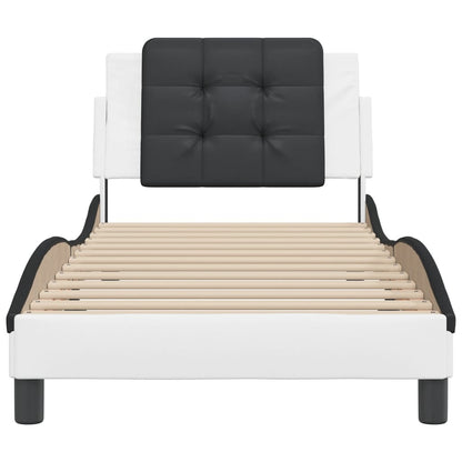 Bed Frame without Mattress White and Black 90x190 cm Single Faux Leather