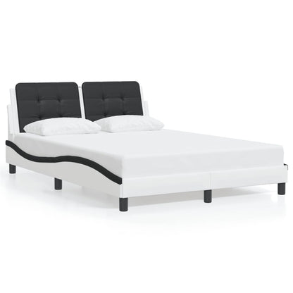 Bed Frame with Headboard White and Black 140x190 cm Faux Leather