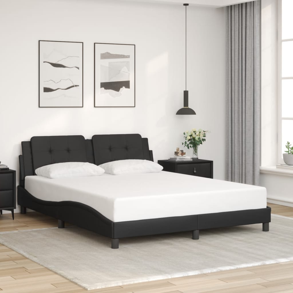 Bed Frame with Headboard Black 160x200 cm Faux Leather