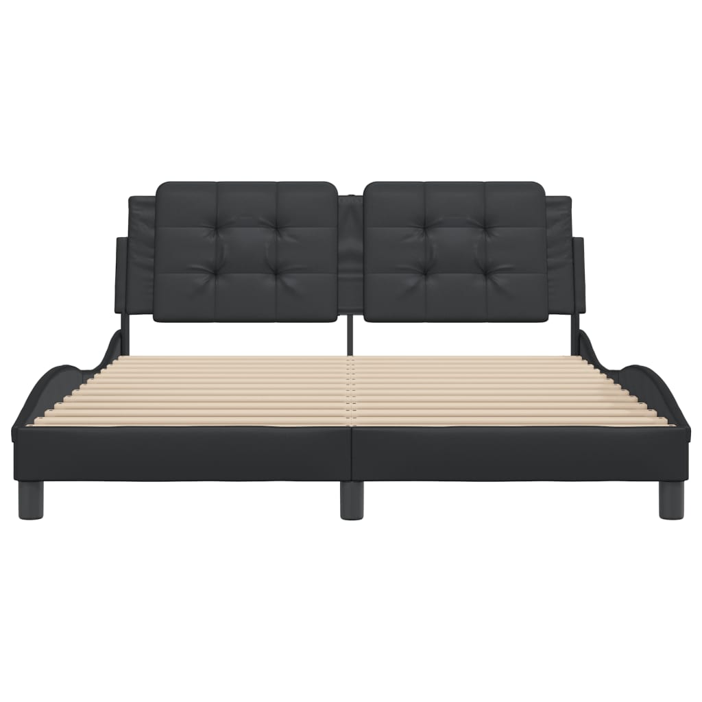 Bed Frame with Headboard Black 160x200 cm Faux Leather