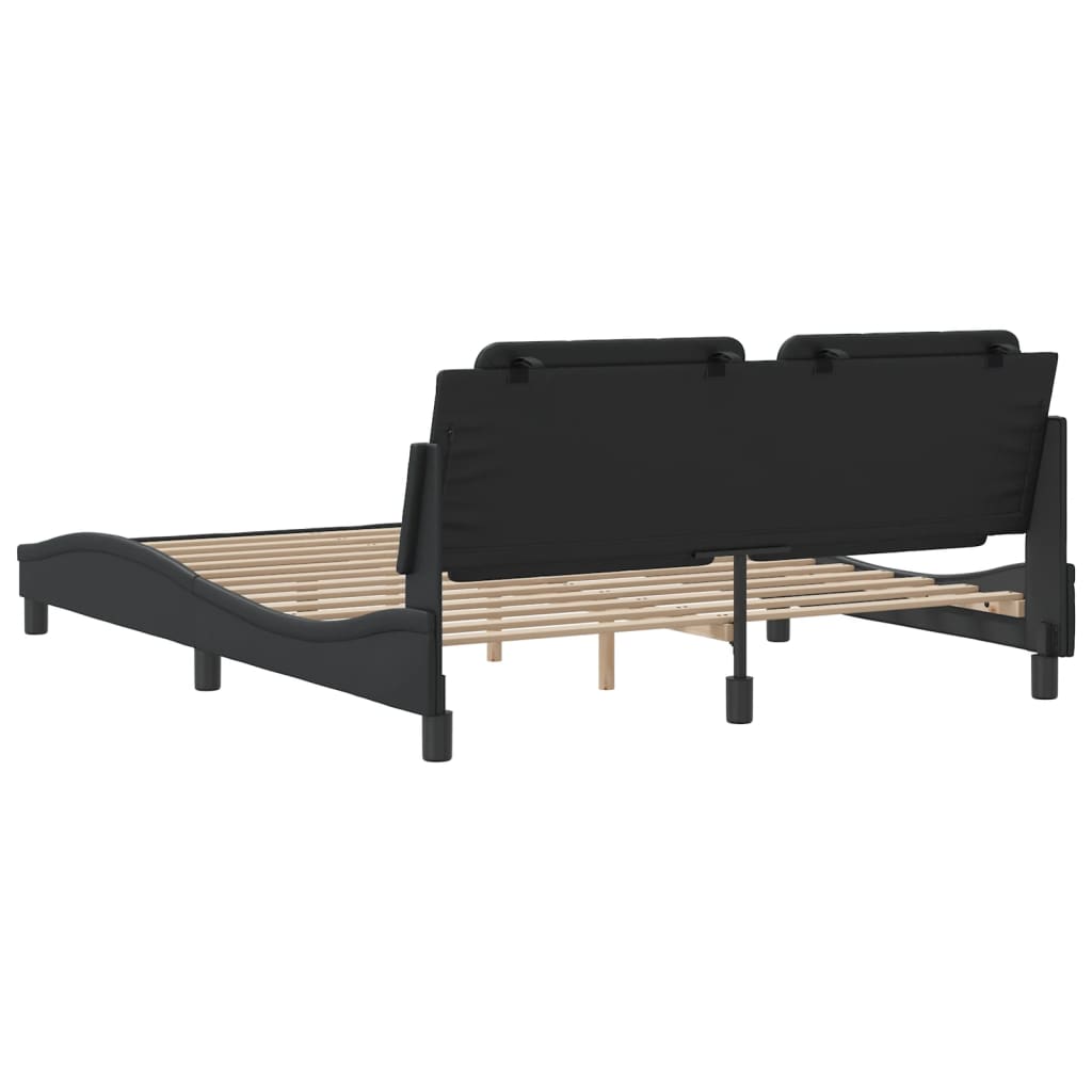 Bed Frame with Headboard Black 160x200 cm Faux Leather