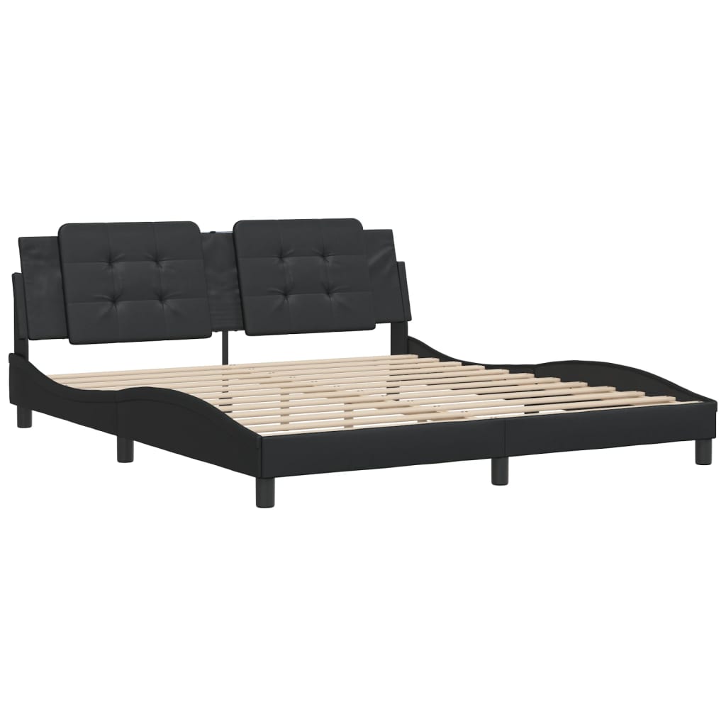 Bed Frame with Headboard Black 180x200 cm Super King Faux Leather