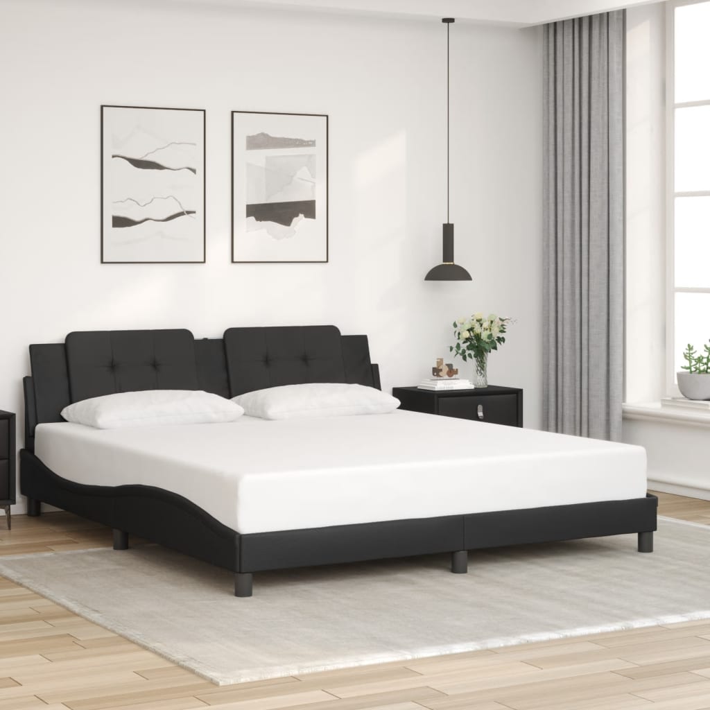 Bed Frame with Headboard Black 180x200 cm Super King Faux Leather