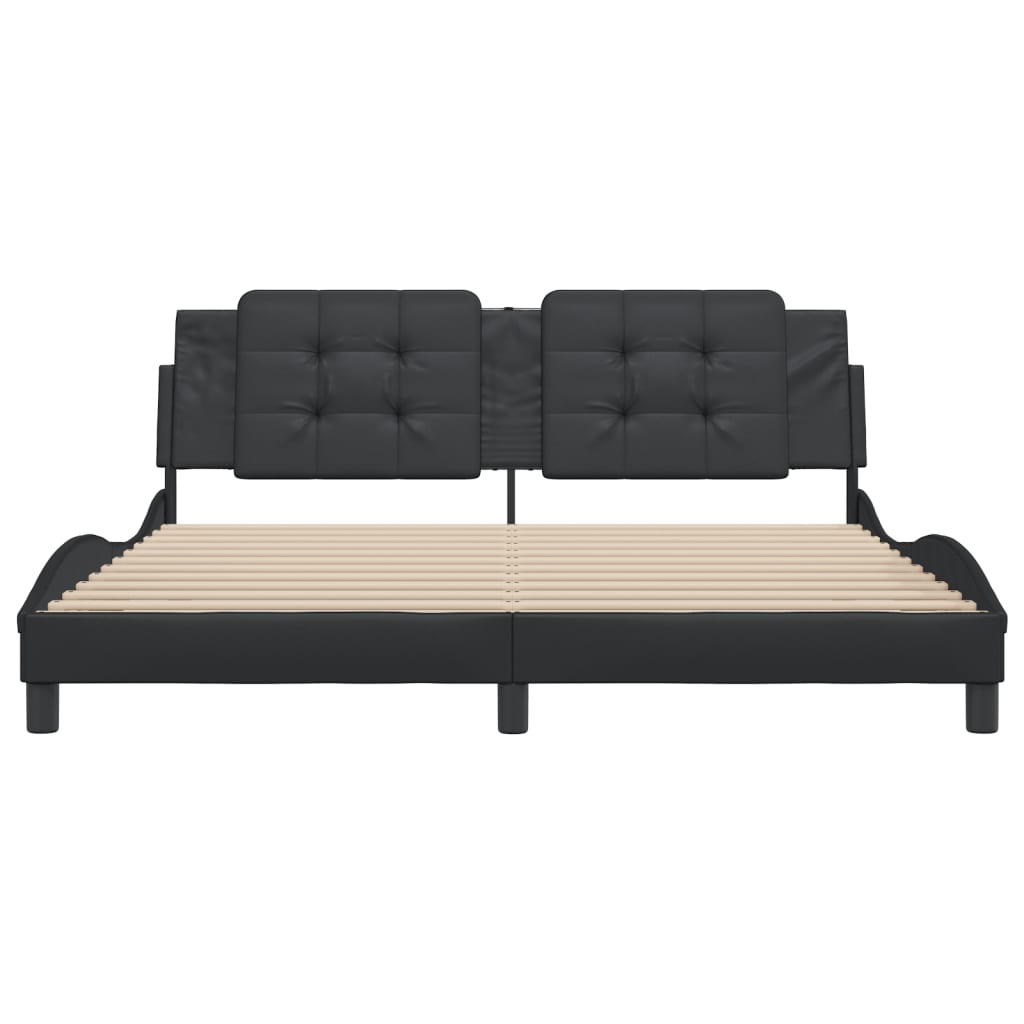 Bed Frame with Headboard Black 180x200 cm Super King Faux Leather