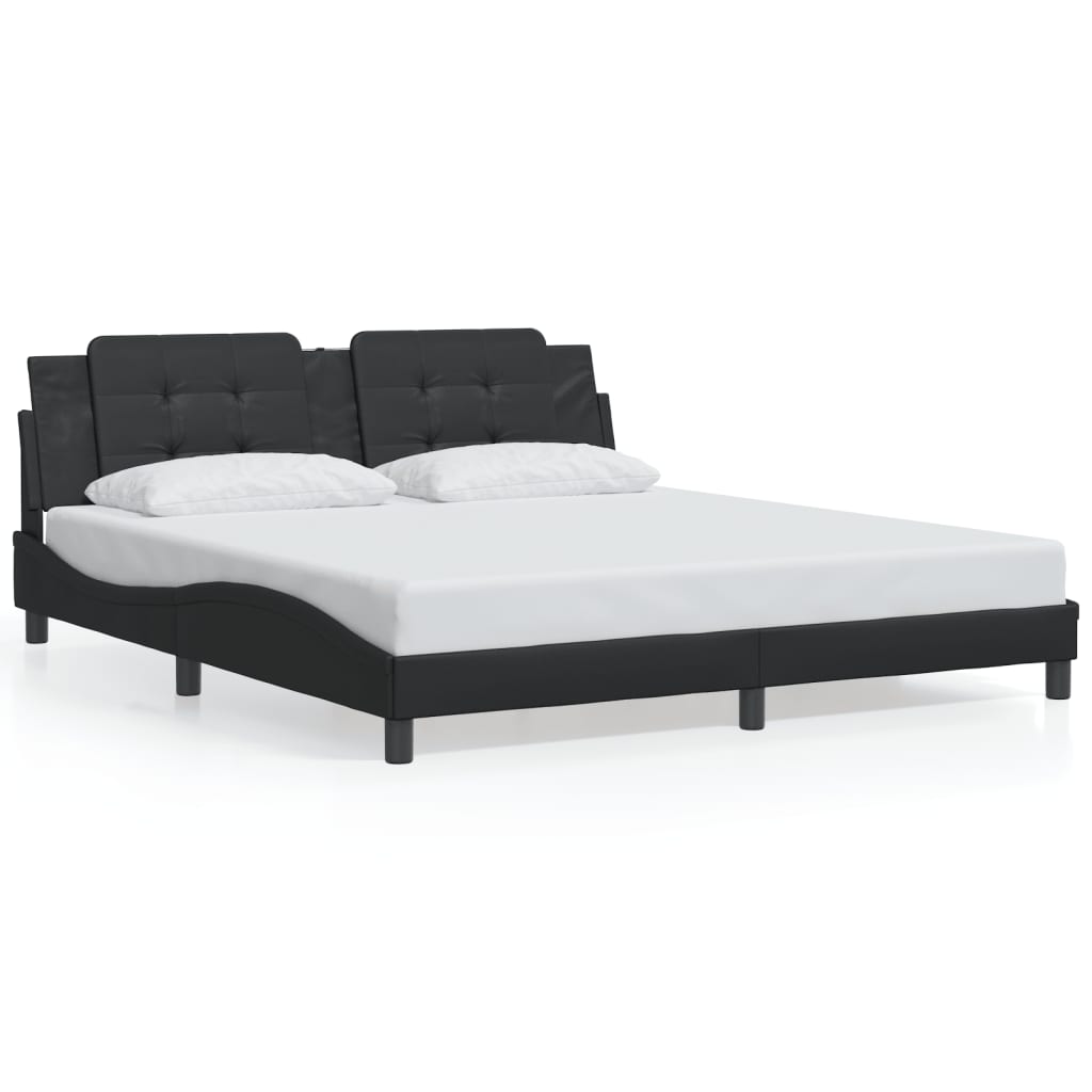 Bed Frame with Headboard Black 180x200 cm Super King Faux Leather