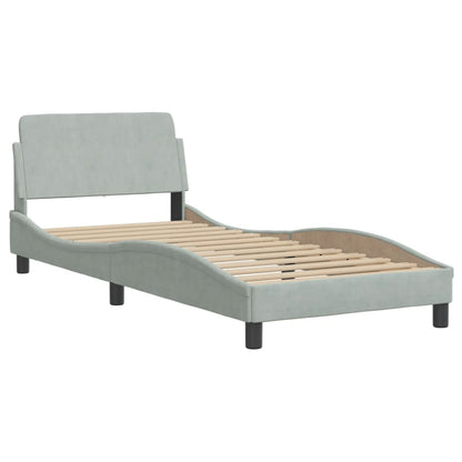 Bed with Mattress Light Grey Single Velvet