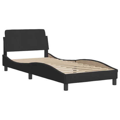 Bed with Mattress Black Single Velvet