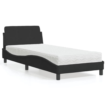 Bed with Mattress Black Single Velvet