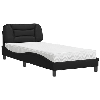 Bed with Mattress Black 90x190 cm Single Faux Leather