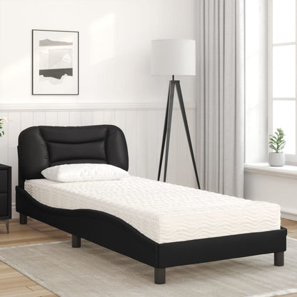 Bed with Mattress Black 90x190 cm Single Faux Leather