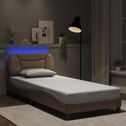 Bed Frame with LED Lights Cappuccino 80x200 cm Faux Leather