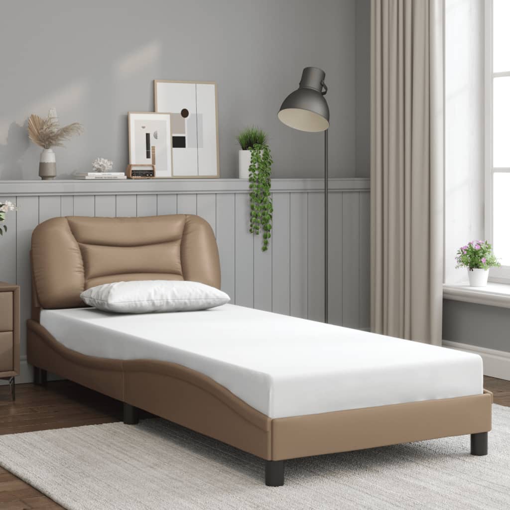 Bed Frame with LED Lights Cappuccino 80x200 cm Faux Leather