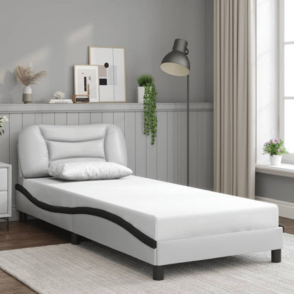 Bed Frame with LED without Mattress White and Black 90x190 cm Single