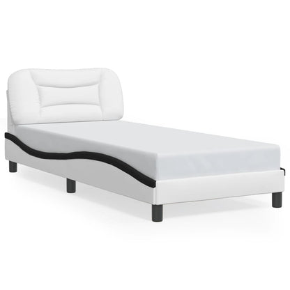 Bed Frame with LED without Mattress White and Black 90x190 cm Single