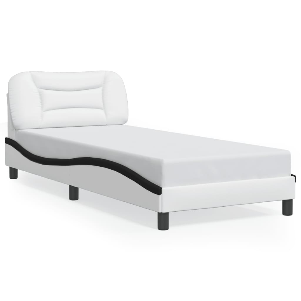 Bed Frame with LED without Mattress White and Black 90x200 cm