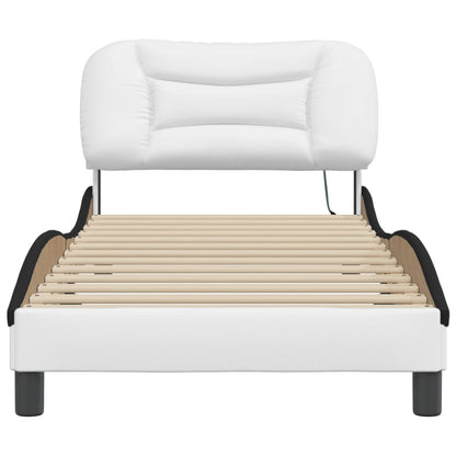 Bed Frame with LED without Mattress White and Black 90x200 cm