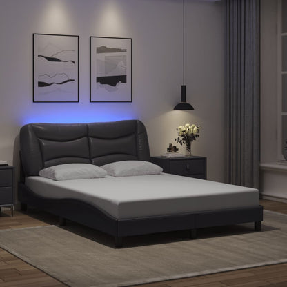 Bed Frame with LED without Mattress Grey 140x200 cm