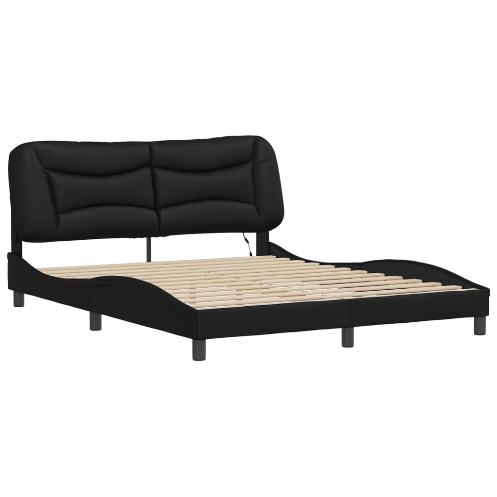 Bed Frame with LED without Mattress Black 160x200 cm