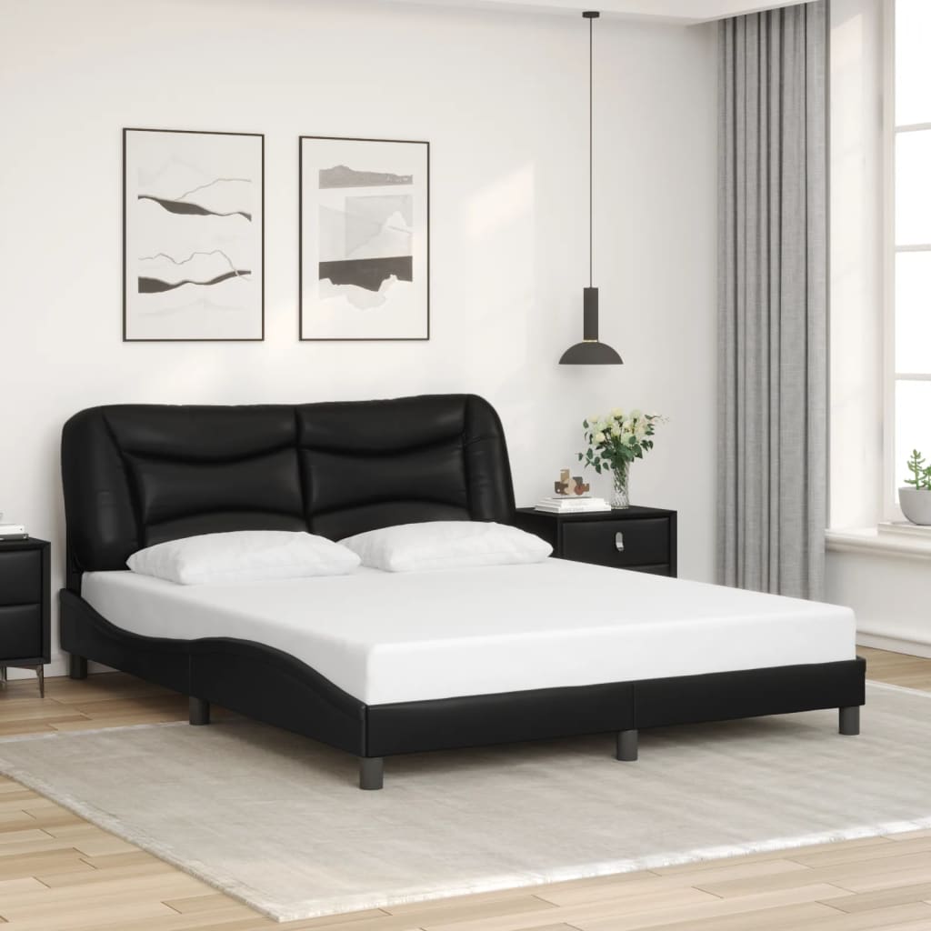 Bed Frame with LED without Mattress Black 160x200 cm